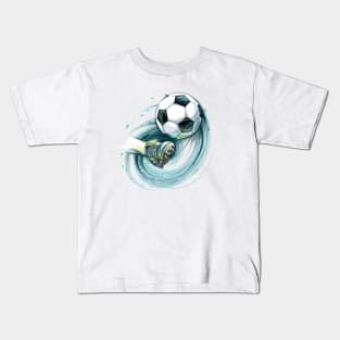 kick soccer ball leg hand drawn Kids T-Shirt